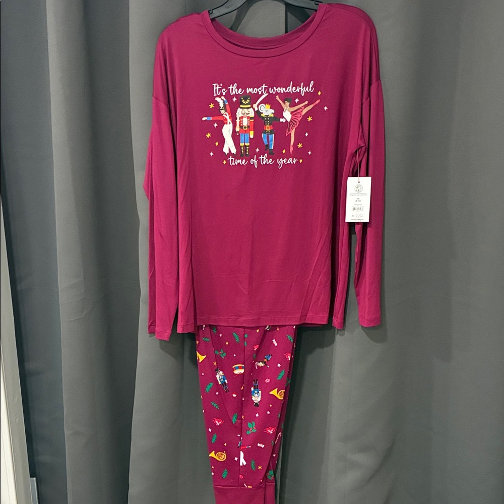 Festive Women's Pajama Set in Cheerful Purple